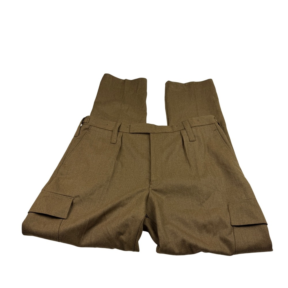 British Army No 2 Dress Trousers Brown Wool Adjustableโ Waist Cargo Pants 42x37